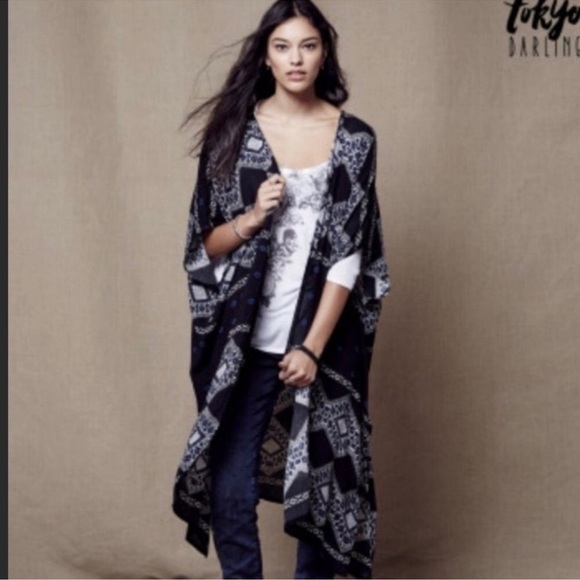 Aztec Boho Kimono Cardigan | Open Front Southwestern Drape | One Size - Picture 5 of 7